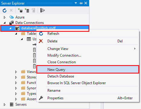 Vytvoření SQL dotazu ve Visual Studio - MS-SQL databáze krok za krokem