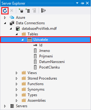Obnovení Server exploreru ve Visual Studio - MS-SQL databáze krok za krokem