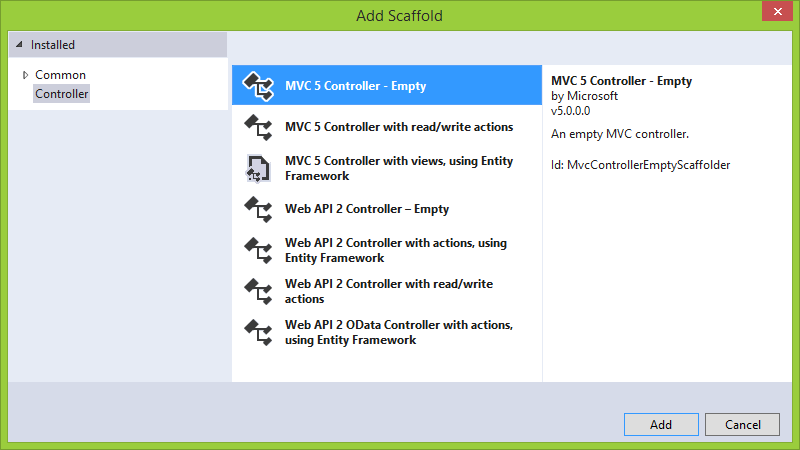Nový controller v ASP.NET MVC - Základy ASP.NET MVC