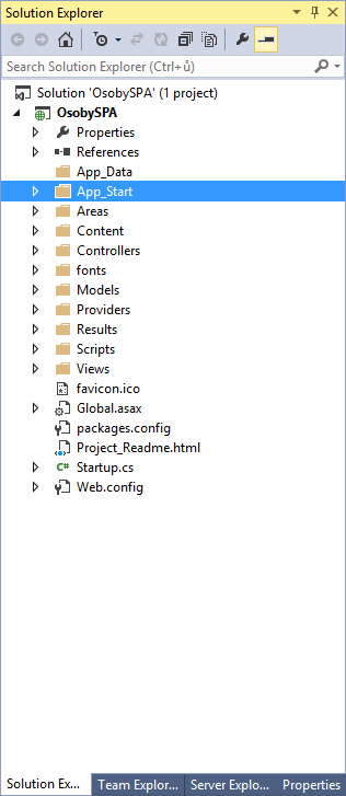 Struktura projektu Single Page Application v ASP.NET - ASP.NET MVC - Single Page Application