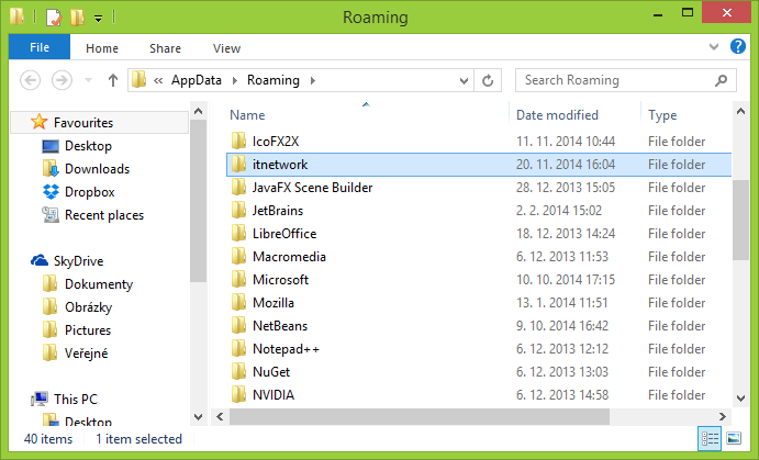 Složka appdata ve Windows Exploreru - Práce se soubory v jazyce C