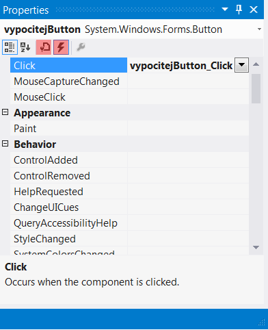 Události ve Visual Studio - Windows Forms - Okenní aplikace v C# .NET