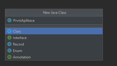 Nastavení nové třídy - Základní konstrukce jazyka Java