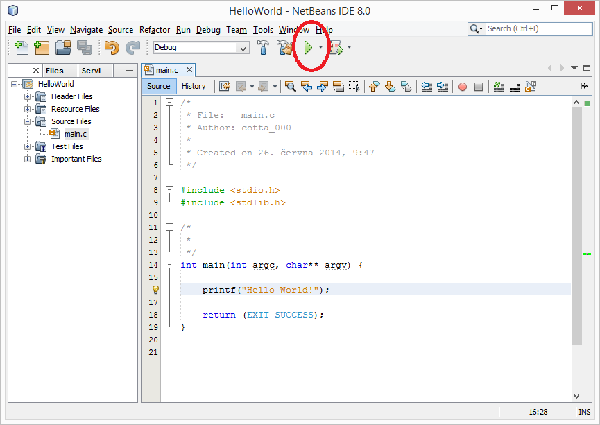 Hello World C NetBeans - Základní konstrukce jazyka C