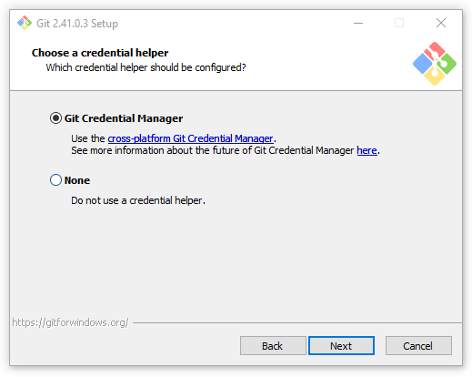 Výběr credential manageru - Git