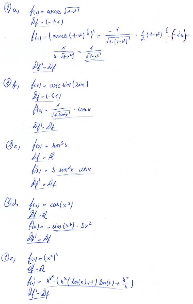 Matematická analýza – Derivace funkce